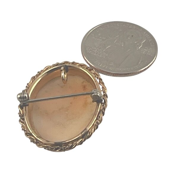 Vintage INC Gold Filled 1 1/8" Cameo Brooch With Braided Gold-Tone Frame - Picture 7 of 9